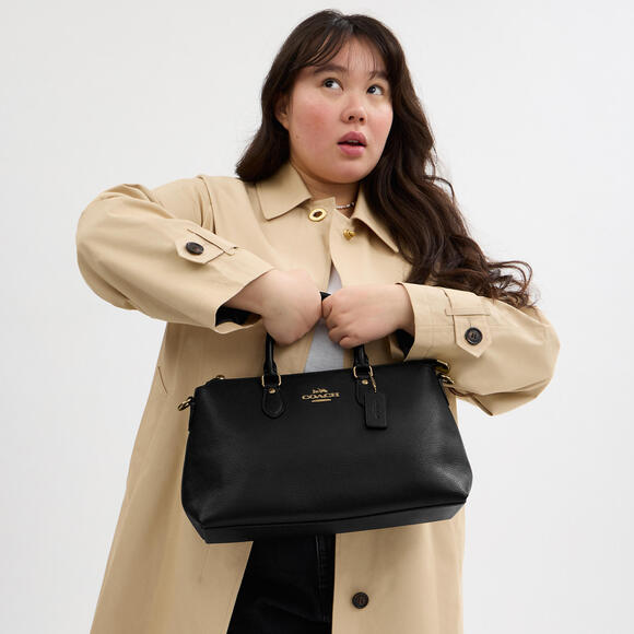 NWT Coach Georgia Satchel Bag In black pebbled leather - Picture 9 of 15